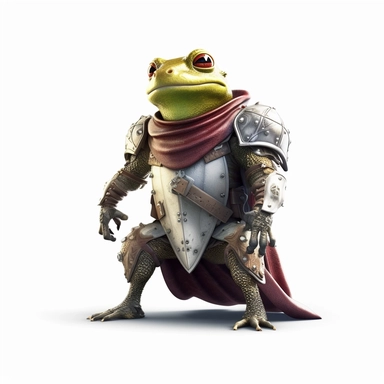 fairytale frog clipart, dressed as a medieval knight, as its meticulous details and noble attire transport you to a realm where frogs become valiant defenders of their enchanted realms, 8k, fantasy style, white background