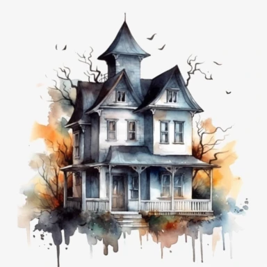 watercolor haunted house clip art