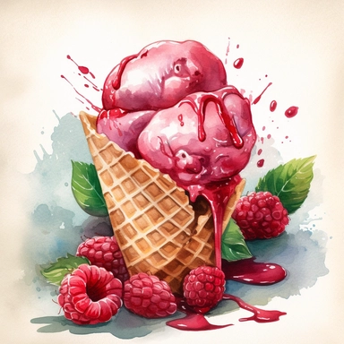 Indulge in the mouthwatering delight of a watercolor illustration capturing the essence of a luscious [raspberries] ice cream. This delightful clipart brings together the whimsy of a cartoon style with hyper-realistic details, creating a truly tempting treat for the eyes. Every brushstroke showcases intricate details, from the glistening texture of the ice cream to the vibrant red hues of the ripe [raspberries]. Isolated on a pristine white background, this high-quality artwork is perfect for va