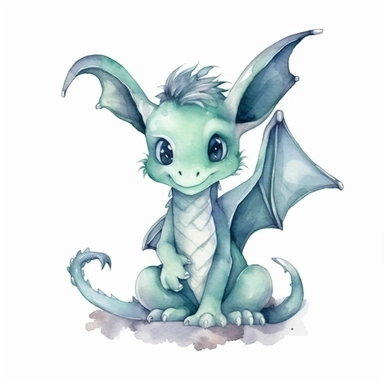 a cute WATERCOLOR dragon, WATERCOLOR clipart, isolated white background 8k