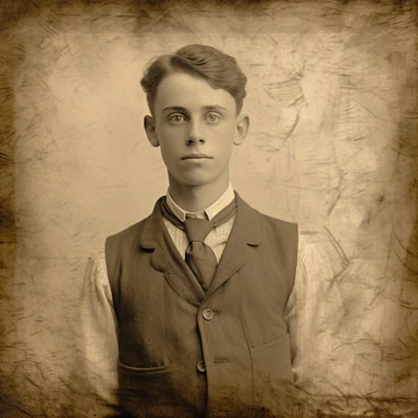 sepia tone old photograph of a young man clipart