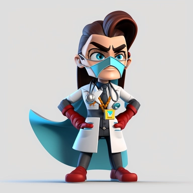 3D Cartoon in form of female medical doctor clipart mascot,transparent background, 128K,supermega pixel, insane detail, hyper detailed,huge details, UHD, 8K