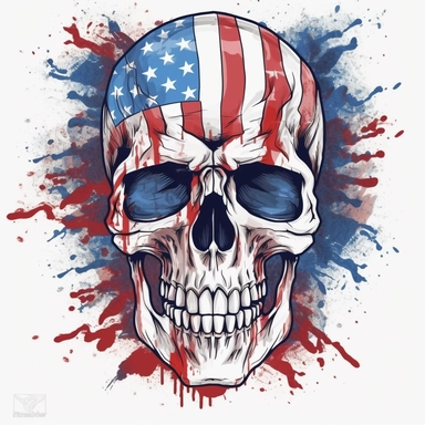 red white and blue american flag skull clipart