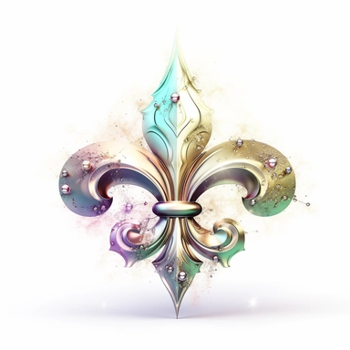 Clipart, gorgeous fleur de lis, soft colours, luminous, glowy, intricate, illustration, detailed, 8k, png, isolated on white background