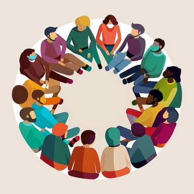multicultural group of people sitting in a circle clipart