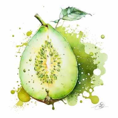 Honeydew, clipart, watercolor,White backgroun