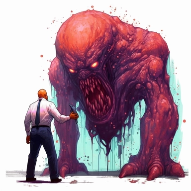 horror monster clipart, white background, PNG, sharp white border, mike mignola, alex andreev, Alena Aenami, Anato Finnstark, Butcher Billy, clipart, clean border, white background