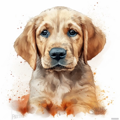 golden retriever puppy clipart, Cute puppy labrador, happy puppy, looking up curious, golden fur, ultra-detailed, sharp image, realistic pet image, watercolor retriever dog, isolated on the white background, hd