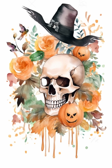 Halloween invitation frame Clipart, Delicate watercolor illustration, White background, Cozy, clear picture, 8k, hd, isolatee on a white background