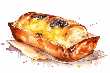 watercolor french bread clipart, hd, isolated on white background, spaced out