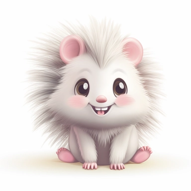 cute baby Porcupine clipart, happy, animal only, isolated on white background, illustration, pastel colors, no shadow, vector, high definition, Full HD, 8k