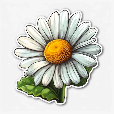 Isometric Sticker Clip Art of daisy flower, children friendly, illustrated in a botanic and playful and realistic style, perfect for any special occasion, cut out in the shape of daisy flower, with no visible background, giving it the appearance of a sticker, conveying a mystical and whimsical mood, edited with Adobe Photoshop to adjust brightness and contrast, rendered as a transparent PNG file with a high resolution to ensure a crisp and clear image with no pixelation, suitable for various app