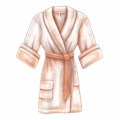 bathrobe illustration clipart, high detailed, white background, digital art, hd, watercolor