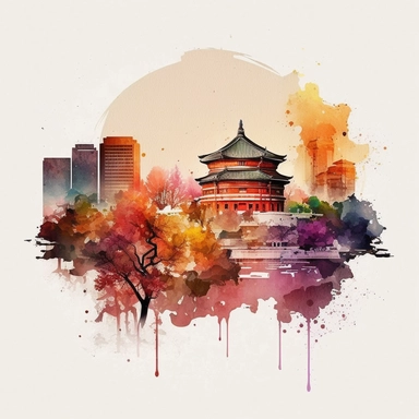 watercolor of Beijing city clipart sublimation