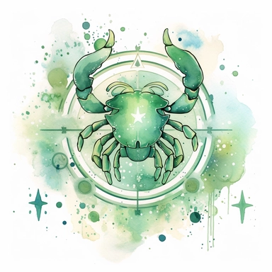 watercolor pastel green Zodiac cancer sign clipart serene happy