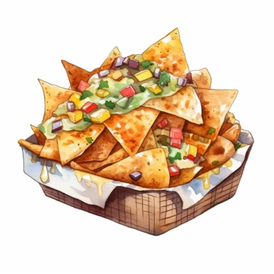 watercolor collection clipart nachos box neutral colors no background
