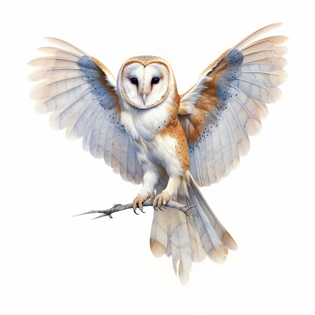 Watercolor For A Clipart With A White Background Of A Barn Owl 