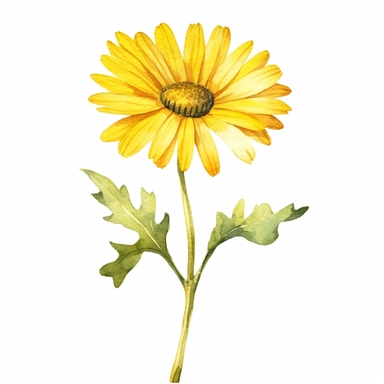 yellow daisy flower clipart, water color