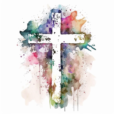 large, Watercolor graphic,Christian cross Clipart - clip art, white background,