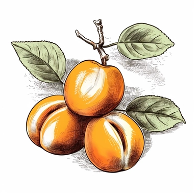 apricot clipart, sketch art, vector, white background