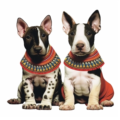 realistic sitting bull terriers puppie clipart