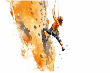 Rock climbing, clipart, white background, cartoon ,
