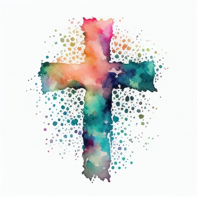 large, Watercolor graphic,Christian cross Clipart - clip art, white background,