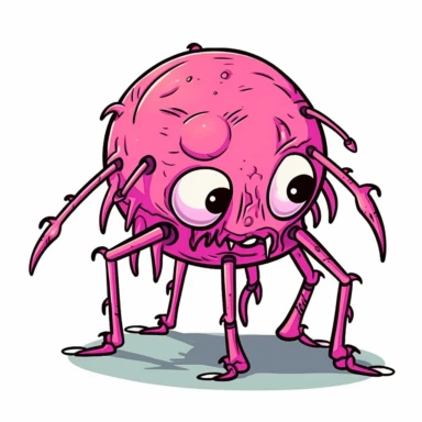 2d pink bubblegum ant zombie monster mutant on white background drawing in microsoft paint , no shadow, flat picture, clipart