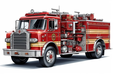 fire+department , highly detailed, isolated on white, clipart,