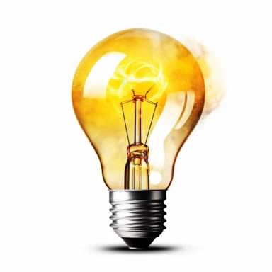 yellow light bulb, clip art, white background