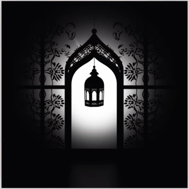 a clipart of a lamp icon silhouette style islamic lamp concept seamless flat pattern, in the style of steel/iron frame construction, fatima ronquillo, luxurious wall hangings, arched doorways, tinkercore, gothic realism, arts & crafts