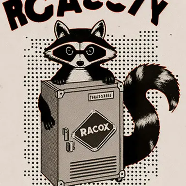1960's clipart vector graphic, retro, vintage, raccoon safe cracker