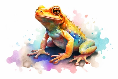 Watercolor, Mudpuppy Amphibian, clipart, hd, on a white background, spaced out
