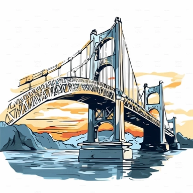 The bridge , clip art style, white background, masterpiece