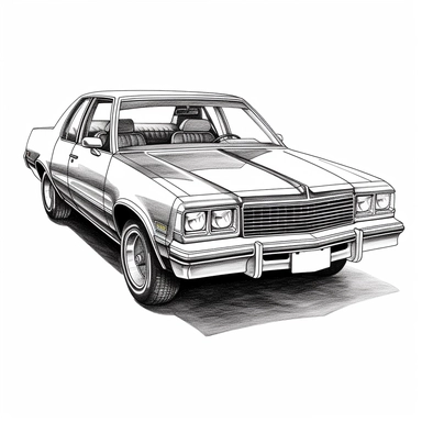 1983 Chevrolet Malibu SS clipart, black and white