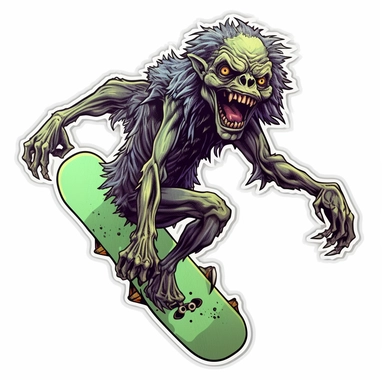 a sticker, artwork of t shirt graphic, a cool Zombie dog skateboarding by bernie wrightson, highly detailed clean, vector image, photorealistic masterpiece, professional photography, realistic, flat white background, isometric, vibrant vector, clipart, illustration, realism, 8k, , cinematic, front view, white background
