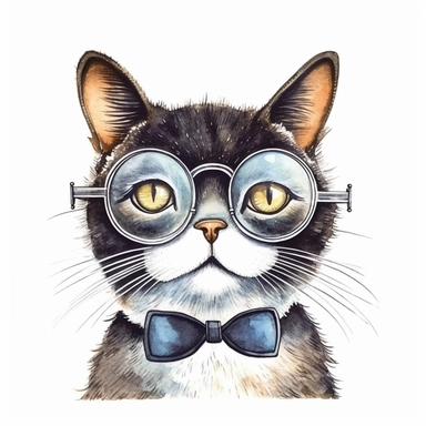 In this whimsical clipart illustration, a silly cat dons a pair of oversized glasses, complete with a fake mustache and a goofy expression. With its tongue sticking out and a mischievous glint in its eyes, this comical feline is ready to bring laughter to any design.