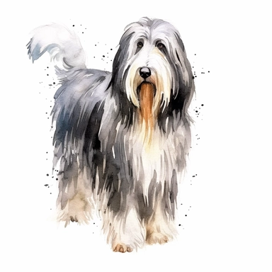 watercolor, bearded collie, clipart, side angle