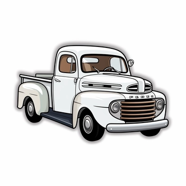 clipart stickers planner stickers, 1950s Ford truck, white background, cartoon style
