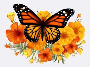 the butterfly and flowers clip art butterfly clip art california, transparent png download, in the style of sun-soaked colours, orange and gold, vibrant post-impressionism, #vfxfriday, romanticized nature, orange and black, joyful celebration of nature
