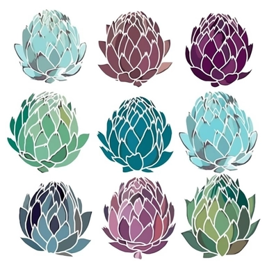 Picasso style artichoke, clipart set, white background, 8K, I can't believe how beautiful this is,