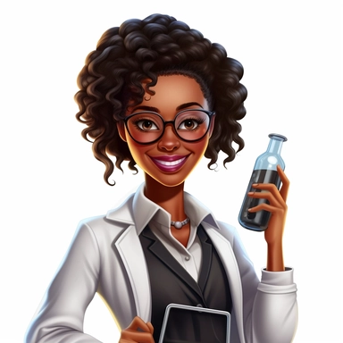 black female science teacher, pretty, 4k, clip art style