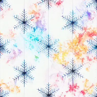 gradient snowflakes pattern simetric, white background in watercolor clipart style