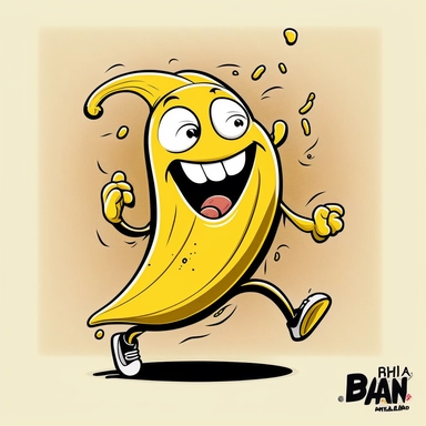 rinning Banana fruit, cartoon, Clipart, tshirt graphic, white background, contour