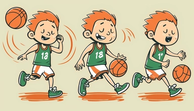 boy playing basketball, clipart, vector art line art, simple, for kids