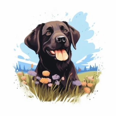 unique qualities of Labrador Retrievers, capturing their playful and friendly nature through illustrations, vector, clipart for a t-shirt