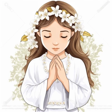 clipart of a young girl on first holy communion