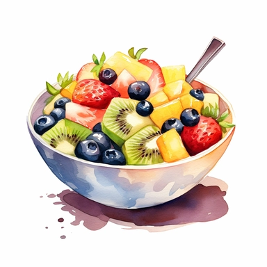 fruit salad watercolor clipart in white background