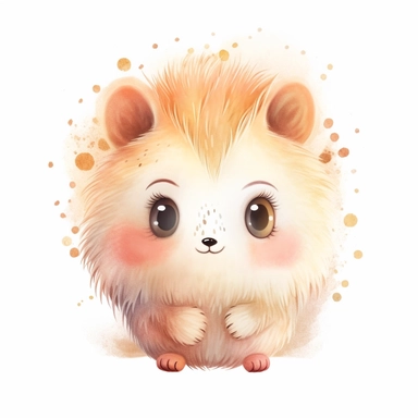 watercolor adorable kawaii baby porcupine character kawaii, isolated, kawaii,digital art,detailed, concept,art,8k,hd,on white background,clipart