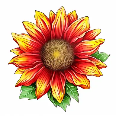 Beautiful Red yellow green Sunflower For juneteenth Watercolor Clipart, Cartoon, hyper realistic, intricate detail, illustration style, high solution, on the white background